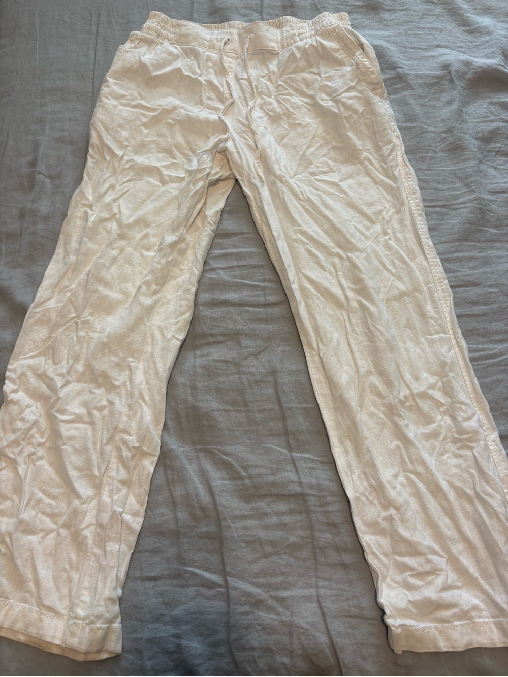 Vintage Next Petite White Linen Low Mid Rise Pants